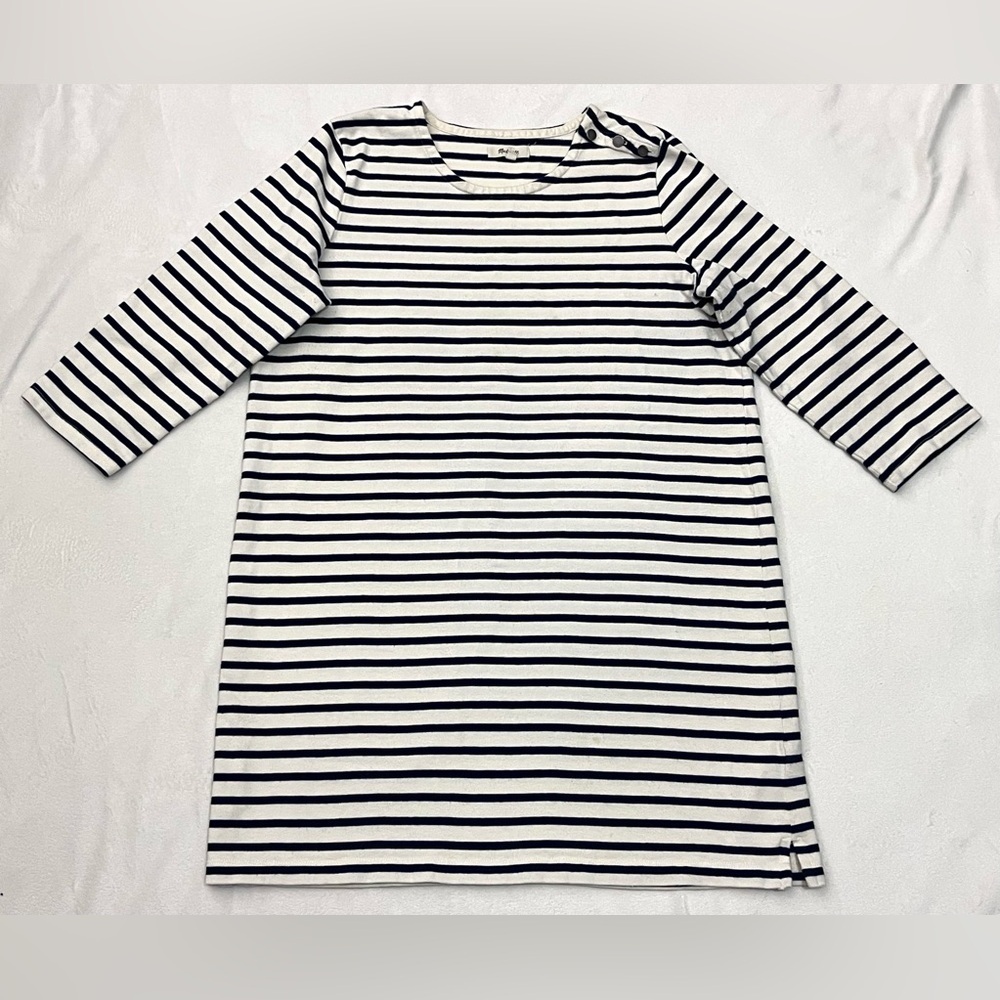 Madewell BOGO Offer Women’s Navy & White Striped 3/4 Sleeve Shirt Dress Large